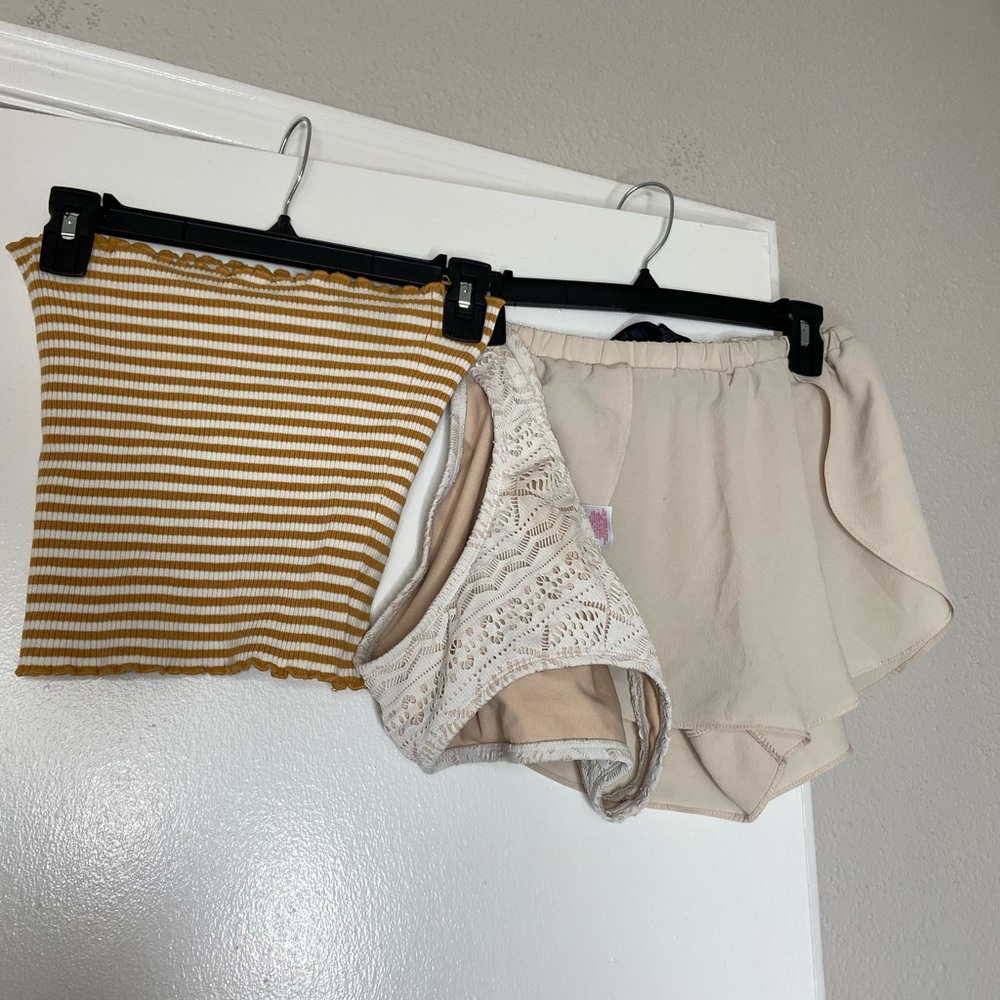 shorts, bikini bottoms, tops, cover up